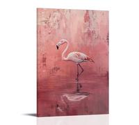 CBWVUWHJW A Solitary Flamingo Wading Quietly through Unseen Waters, Reflection Dissolving Into A Dusty Pink Field. Fashionable Wall Decor - Hanging Art Poster And Mural24x36inch(60x90cm)
