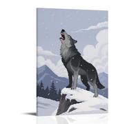 CBWVUWHJW A Wolf Standing on The Mountain Top Howling, Body Leaning Forward Fashionable Wall Decor - Hanging Art Poster And Mural20x30inch(50x75cm)