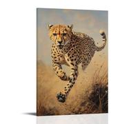 CBWVUWHJW Animal Oil Painting - Graceful Cheetah Sprinting Across African Plains at Dawn Fashionable Wall Decor - Hanging Art Poster And Mural20x30inch(50x75cm)