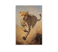 CBWVUWHJW Animal Oil Painting - Graceful Cheetah Sprinting Across African Plains at Dawn Fashionable Wall Decor - Hanging Art Poster And Mural08x12inch(20x30cm)