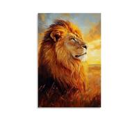 CBWVUWHJW Animal Oil Painting - Majestic Lion in Golden Savannah Light at Sunset with Flowing Mane Fashionable Wall Decor - Hanging Art Poster And Mural08x12inch(20x30cm)