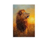 CBWVUWHJW Animal Oil Painting - Majestic Lion in Golden Savannah Light, Roaring with Power And Grace Under The Setting Sun Fashionable Wall Decor - Hanging Art Poster And Mural20x30inch(50x75cm)