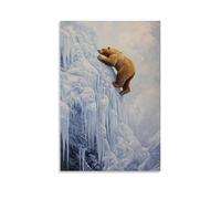 CBWVUWHJW Animal Oil Painting of A Bear Scaling Frozen Cliffs Like A Winter Mountaineer, Framed Against A Pearl-gray Snowfield. Fashionable Wall Decor - Hanging Art Poster And Mural16x24inch(40x60cm)