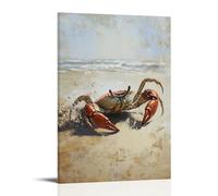 CBWVUWHJW Animal Oil Painting of A Crab Sprinting Sideways in A Coastal Sandboard Race, Shells Gleaming Under A Beige Horizon. Fashionable Wall Decor - Hanging Art Poster And Mural12x18inch(30x45cm)