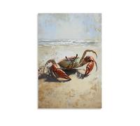 CBWVUWHJW Animal Oil Painting of A Crab Sprinting Sideways in A Coastal Sandboard Race, Shells Gleaming Under A Beige Horizon. Fashionable Wall Decor - Hanging Art Poster And Mural08x12inch(20x30cm)