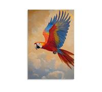 CBWVUWHJW Animal Oil Painting of A Parrot Hang Gliding Across Unseen Valleys, Wings Catching Thermals on A Soft Gold Backdrop. Fashionable Wall Decor - Hanging Art Poster And Mural16x24inch(40x60cm)