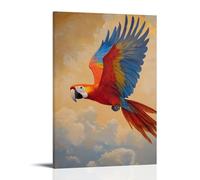 CBWVUWHJW Animal Oil Painting of A Parrot Hang Gliding Across Unseen Valleys, Wings Catching Thermals on A Soft Gold Backdrop. Fashionable Wall Decor - Hanging Art Poster And Mural16x24inch(40x60cm)
