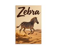 CBWVUWHJW Animal Poster, A Zebra Runs in The Desert, Raising Golden Sand behind It Fashionable Wall Decor - Hanging Art Poster And Mural16x24inch(40x60cm)