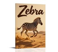 CBWVUWHJW Animal Poster, A Zebra Runs in The Desert, Raising Golden Sand behind It Fashionable Wall Decor - Hanging Art Poster And Mural24x36inch(60x90cm)