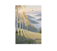 CBWVUWHJW Birch-lined Ridge Scenic Morning Landscape Fashionable Wall Decor - Hanging Art Poster And Mural08x12inch(20x30cm)