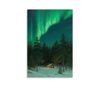 CBWVUWHJW Boreal Forest Scenic Northern Lights Fashionable Wall Decor - Hanging Art Poster And Mural12x18inch(30x45cm)
