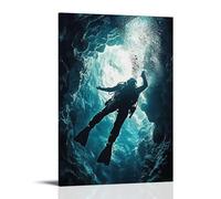 CBWVUWHJW Extreme Sports Poster Cave Diver Exploring Underwater Cavern Fashionable Wall Decor - Hanging Art Poster And Mural20x30inch(50x75cm)