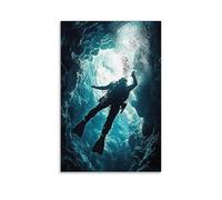 CBWVUWHJW Extreme Sports Poster Cave Diver Exploring Underwater Cavern Fashionable Wall Decor - Hanging Art Poster And Mural12x18inch(30x45cm)