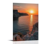 CBWVUWHJW Landscape - Golden Sunset Over The Mediterranean Coast Fashionable Wall Decor - Hanging Art Poster And Mural24x36inch(60x90cm)