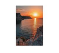 CBWVUWHJW Landscape - Golden Sunset Over The Mediterranean Coast Fashionable Wall Decor - Hanging Art Poster And Mural12x18inch(30x45cm)