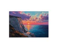 CBWVUWHJW Landscape - Mediterranean Sunset on The Coastal Cliffs Fashionable Wall Decor - Hanging Art Poster And Mural24x36inch(60x90cm)