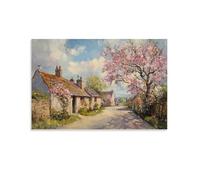 CBWVUWHJW Landscape - Spring Blossoms in A Quiet English Village Fashionable Wall Decor - Hanging Art Poster And Mural24x36inch(60x90cm)