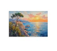 CBWVUWHJW Landscape - Sunset on The Mediterranean Coast Fashionable Wall Decor - Hanging Art Poster And Mural24x36inch(60x90cm)