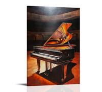 CBWVUWHJW Musical Instruments Oil Painting- Grand Piano in An Empty Concert Hall, Keys Glowing Under Dramatic Stage Lighting Fashionable Wall Decor - Hanging Art Poster And Mural08x12inch(20x30cm)