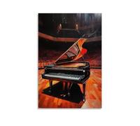 CBWVUWHJW Musical Instruments Oil Painting- Grand Piano in An Empty Concert Hall with Dramatic Chiaroscuro Lighting Fashionable Wall Decor - Hanging Art Poster And Mural16x24inch(40x60cm)