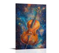 CBWVUWHJW Musical Instruments Oil Painting- Surreal Floating Cello Against Cosmic Background, Dreamlike Musicality Fashionable Wall Decor - Hanging Art Poster And Mural12x18inch(30x45cm)