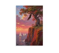 CBWVUWHJW Oak-covered Bluff Scenic Dusk Landscape Fashionable Wall Decor - Hanging Art Poster And Mural20x30inch(50x75cm)