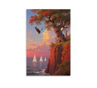 CBWVUWHJW Oak-covered Bluff Scenic Dusk Landscape Fashionable Wall Decor - Hanging Art Poster And Mural08x12inch(20x30cm)