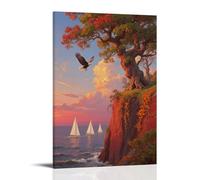 CBWVUWHJW Oak-covered Bluff Scenic Dusk Landscape Fashionable Wall Decor - Hanging Art Poster And Mural24x36inch(60x90cm)