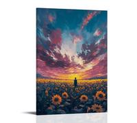 CBWVUWHJW Scenery Poster Endless Sunflower Fields Stretching to The Horizon Under Dramatic Sunset Clouds Fashionable Wall Decor - Hanging Art Poster And Mural16x24inch(40x60cm)