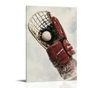 CBWVUWHJW Sports Poster Hockey Goalie Making Glove Save, Puck Frozen in The Webbing As Red Light Stays Off in Playoffs Fashionable Wall Decor - Hanging Art Poster And Mural12x18inch(30x45cm)
