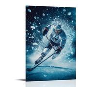 CBWVUWHJW Sports Poster Hockey Player Slapshot with Ice Chips Flying Fashionable Wall Decor - Hanging Art Poster And Mural24x36inch(60x90cm)