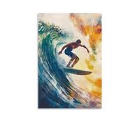 CBWVUWHJW Sports Poster - Surfing- Ocean Motion in Watercolor Waves Fashionable Wall Decor - Hanging Art Poster And Mural16x24inch(40x60cm)