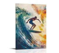 CBWVUWHJW Sports Poster - Surfing- Ocean Motion in Watercolor Waves Fashionable Wall Decor - Hanging Art Poster And Mural12x18inch(30x45cm)