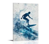 CBWVUWHJW Sports Poster - Surfing- Wave Riders Dream in Watercolor Splash Fashionable Wall Decor - Hanging Art Poster And Mural20x30inch(50x75cm)