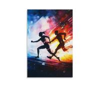 CBWVUWHJW Sports Poster Track Hand-painted Watercolor of Relay Exchange with Glowing Baton Trail And Motion Blur Fashionable Wall Decor - Hanging Art Poster And Mural20x30inch(50x75cm)
