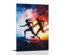 CBWVUWHJW Sports Poster Track Hand-painted Watercolor of Relay Exchange with Glowing Baton Trail And Motion Blur Fashionable Wall Decor - Hanging Art Poster And Mural24x36inch(60x90cm)