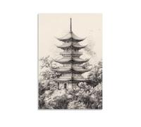 CBWVUWHJW Taoist Pagoda Drawing for Zen And Relaxing Living Rooms Fashionable Wall Decor - Hanging Art Poster And Mural08x12inch(20x30cm)