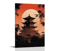 CBWVUWHJW Taoist Temple Silhouette Poster for Modern Zen Interiors Fashionable Wall Decor - Hanging Art Poster And Mural20x30inch(50x75cm)