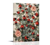 CBWVUWHJW Victorian-Era Illustration of A Majestic Ladybird Swarm on Rose Bush Fashionable Wall Decor - Hanging Art Poster And Mural20x30inch(50x75cm)