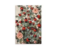 CBWVUWHJW Victorian-Era Illustration of A Majestic Ladybird Swarm on Rose Bush Fashionable Wall Decor - Hanging Art Poster And Mural24x36inch(60x90cm)