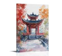 CBWVUWHJW Watercolor Taoist Shrine Painting for Peaceful Wall Decor Fashionable Wall Decor - Hanging Art Poster And Mural20x30inch(50x75cm)