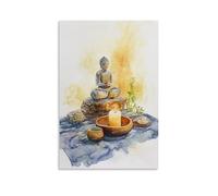 CBWVUWHJW Watercolor Zen Still Life Poster for Peaceful Yoga Studio Decor Fashionable Wall Decor - Hanging Art Poster And Mural08x12inch(20x30cm)