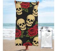 CBXYFCBC Beach Towel Rose And Skull Soft Quick Dry Super Absorbent Microfiber Beach Towels, Lightweight Large Bath Towel For Travel, Swimming, Camping, Yoga