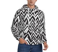 CBXYFCBC Black White Tan Zigzag Men’s Hoodies, Novelty Hoodie Pullover Sweatshirts With Drawstring Pockets, 3d Printed Graphic Hooded Sweatshirt, Fashion And Casual