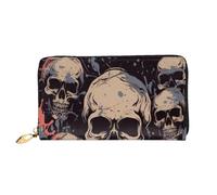 CBXYFCBC Cool Skull Graphics Long Leather Wallet,Large Capacity Soft Pu Leather Purse for Women with Multiple Card Slots Phone Pocket and Zipper Coin Purse Stylish Phone Card Holder Clutch