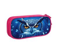 CBXYFCBC Cute Blue Owl Large Pencil Case â€“ Big Capacity Pencil Bag with Compartments, Pen Pouch Double Zipper, Pencase for Middle, High School, College Students, Boys & Girls