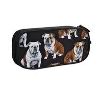 CBXYFCBC Cute English Bulldogs Large Pencil Case â€“ Big Capacity Pencil Bag with Compartments, Pen Pouch Double Zipper, Pencase for Middle, High School, College Students, Boys & Girls