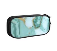 CBXYFCBC Cute Green Gold Marble Large Pencil Case â€“ Big Capacity Pencil Bag with Compartments, Pen Pouch Double Zipper, Pencase for Middle, High School, College Students, Boys & Girls