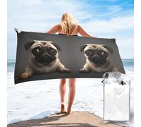 CBXYFCBC Cute Pretty Pug Dog Beach Towel â€“ Soft Quick Dry Super Absorbent Microfiber Beach Towels, Lightweight Large Bathroom Bath Towel For Travel, Swimming, Camping, Yoga