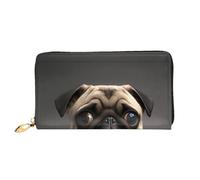 CBXYFCBC Cute Pretty Pug Dog Long Leather Wallet,Large Capacity Soft Pu Leather Purse for Women with Multiple Card Slots Phone Pocket and Zipper Coin Purse Stylish Phone Card Holder Clutch